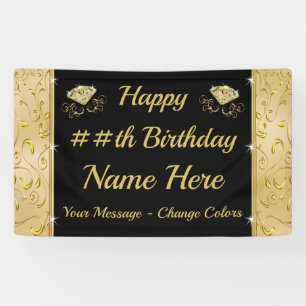 Happy Birthday Banner Gepersonaliseerd, ELK JAAR, 