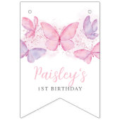 Happy Birthday Banner Girls Butterfly Bunting (Eerste vlag)