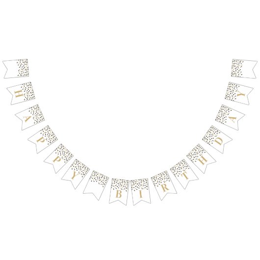 Happy Birthday Banner Goud Zwart Confetti (Alle)