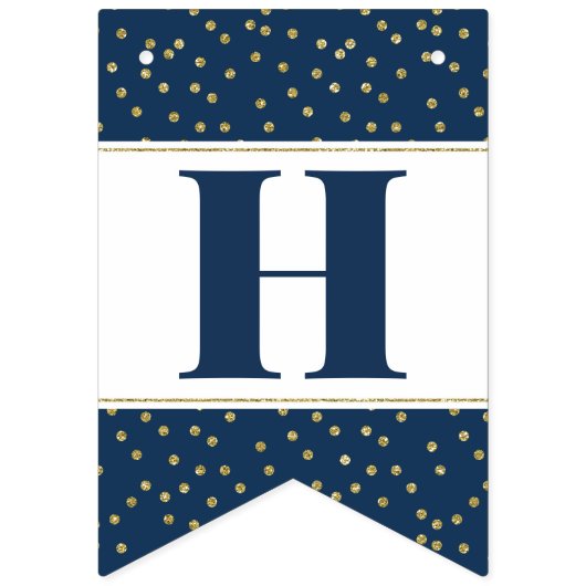 Happy Birthday Banner in blauw en goud (Tweede vlag)