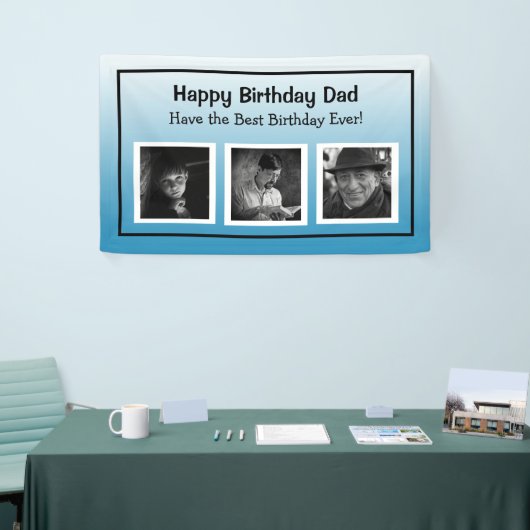 Happy Birthday-banner met foto-leeftijdsprogressie Spandoek (Beurs)