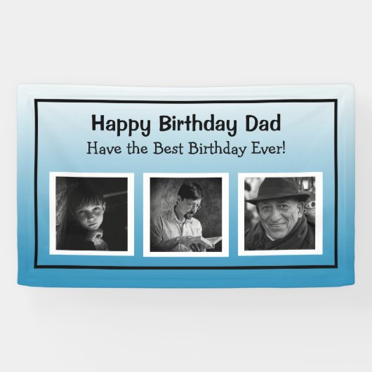 Happy Birthday-banner met foto-leeftijdsprogressie Spandoek (Horizontaal)