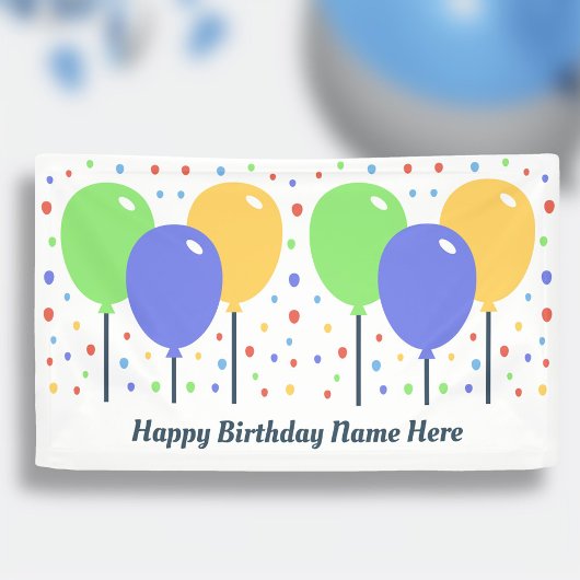 Happy Birthday-banner met gekleurde ballonnen Spandoek