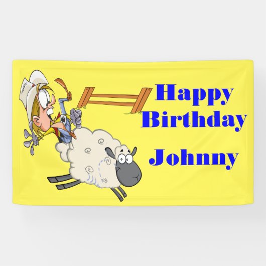 Happy Birthday Banner Mutton Bustin Kind (Horizontaal)