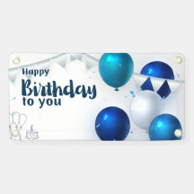 Happy Birthday Banner, Navy Blu