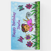 Happy Birthday Banner Paars Fairy (Verticaal)