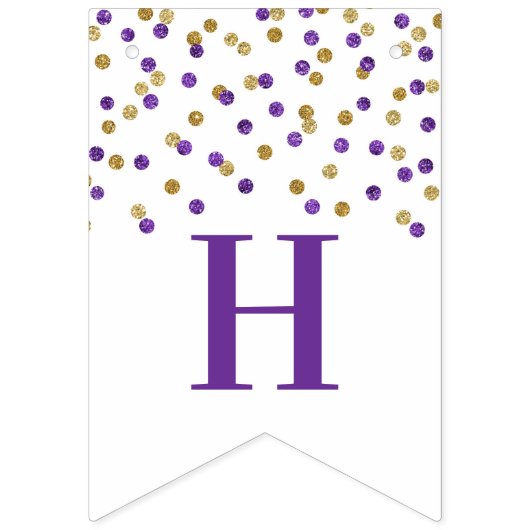 Happy Birthday Banner Paarse Gold Confetti (Tweede vlag)