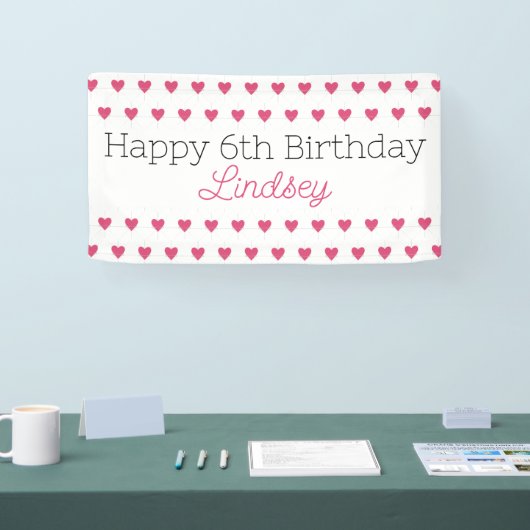 Happy Birthday Banner Party Hearts (Beurs)