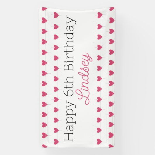 Happy Birthday Banner Party Hearts (Verticaal)