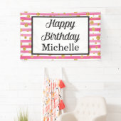 Happy Birthday Banner - Roze en goud (Insitu)