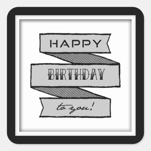 Happy Birthday Banner Typografie Stickers (Voorkant)