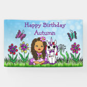 Happy Birthday Banner Unicorn en Fairy (Horizontaal)