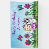 Happy Birthday Banner Unicorn en Fairy (Verticaal)