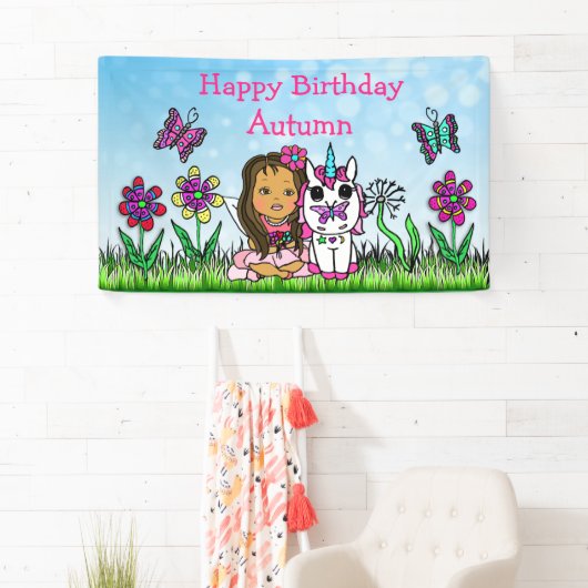 Happy Birthday Banner Unicorn en Fairy (Insitu)