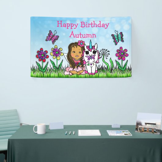 Happy Birthday Banner Unicorn en Fairy (Beurs)