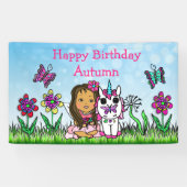 Happy Birthday Banner Unicorn en Fairy (Horizontaal)