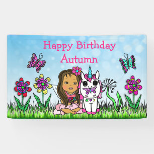 Happy Birthday Banner Unicorn en Fairy