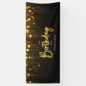Happy Birthday Banner zwarte glitter (Verticaal)
