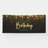 Happy Birthday Banner zwarte glitter (Horizontaal)
