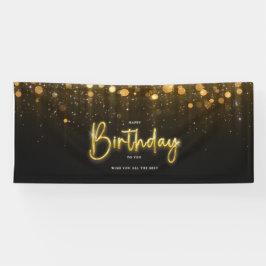 Happy Birthday Banner zwarte glitter