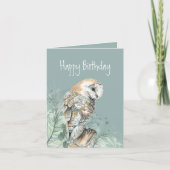 Happy Birthday Barn Owl Greeting Feestdagen Kaart (Voorkant)