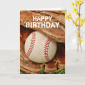 Happy Birthday Baseball and Old Mitt Kaart (Gele Bloem)