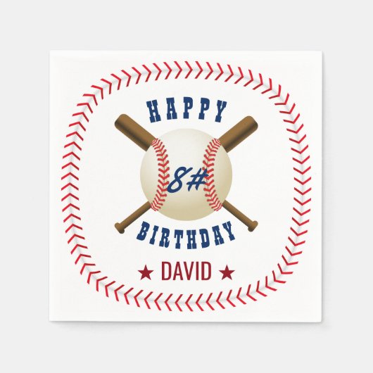 Happy Birthday Baseball Boy Sportthema Servetten (Voorkant)