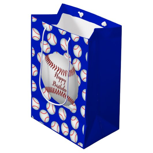 Happy Birthday Baseball Medium Cadeauzakje (Voorkant Gekanteld)