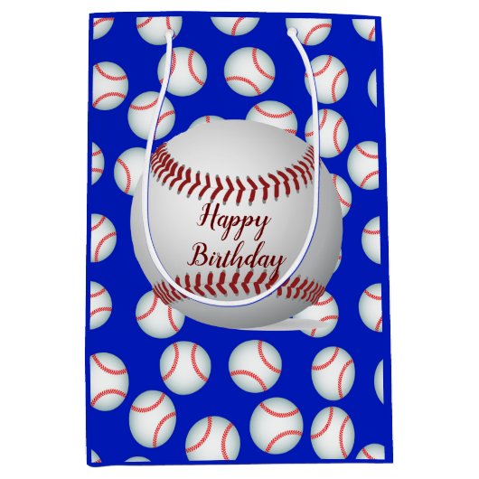 Happy Birthday Baseball Medium Cadeauzakje (Voorkant)