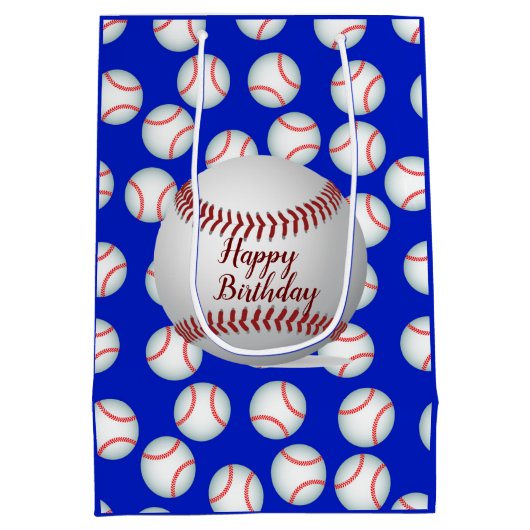 Happy Birthday Baseball Medium Cadeauzakje (Achterkant)