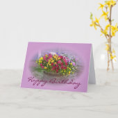 Happy Birthday Basket van Bloesems Kaart (Gele Bloem)