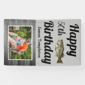 Happy Birthday Bass Vist Fotonaam vader Spandoek (Horizontaal)