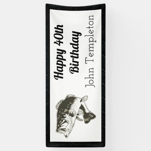 Happy Birthday Bass Vist Mannen Banner (Verticaal)