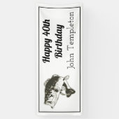 Happy Birthday Bass Vist Mannen Banner (Verticaal)