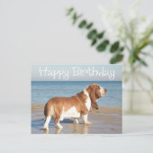 Happy Birthday Basset Hound Puppy Dog Post Kaart (Staand voorkant)