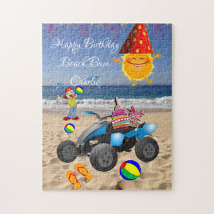 Happy Birthday Beach Cake Pet Sun Sand Legpuzzel