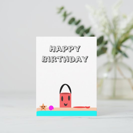Happy Birthday Beach Fun Briefkaart (Staand voorkant)