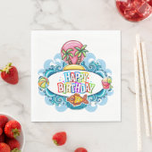 Happy Birthday Beach Fun Paper Napkin Servet (Insitu)