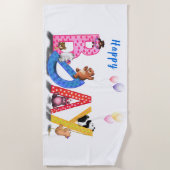 Happy Birthday Beach handdoek Gift Baby Beren Part (Voorkant)