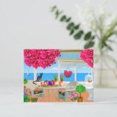 Happy Birthday Beach Ocean Veranda Scene Briefkaart (Staand voorkant)