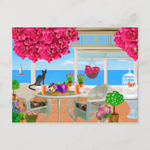 Happy Birthday Beach Ocean Veranda Scene Briefkaart