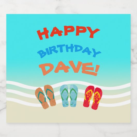 Happy Birthday Beach Party Custom Bier Etiket (Enkel label)