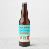 Happy Birthday Beach Party Custom Bier Etiket (Voorkant)