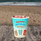 Happy Birthday Beach Party Custom Papieren Bekers