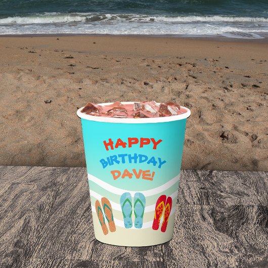 Happy Birthday Beach Party Custom Papieren Bekers