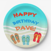 Happy Birthday Beach Party Custom Papieren Bordje (Voorkant)