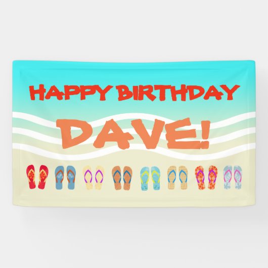 Happy Birthday Beach Party Custom Spandoek (Horizontaal)