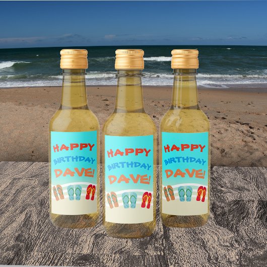 Happy Birthday Beach Party Custom Wijn Etiket