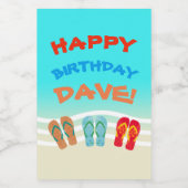 Happy Birthday Beach Party Custom Wijn Etiket (Enkel label)