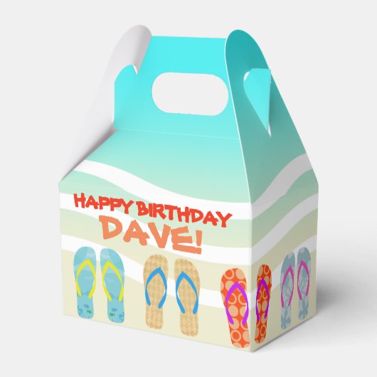 Happy Birthday Beach Party gepersonaliseerd Bedankdoosjes (Voorkant Zijde)